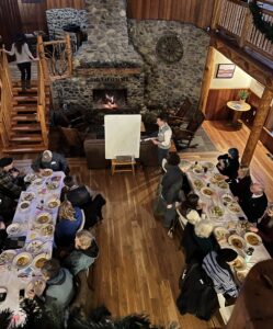 Applegate business owners enjoy soup and local wine provided by The Lindsay Lodge while brainstorming new solutions to familiar obstacles.